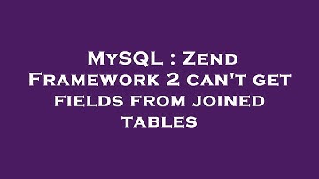 MySQL : Zend Framework 2 can