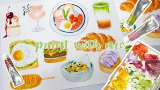 Paint with me : watercolor food and drink painting, speed paint, art vlog, food illustration screenshot 2