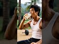 Bruce Lee drinking lassi after a hard village-style workout.