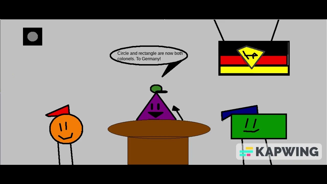 Triangle accepts circle and rectangle into the German army as colonels