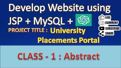 Class -1 : Project Overview and Abstract | Build a Website with JSP + MySQL + ChatGPT