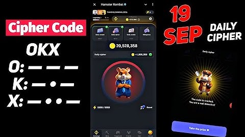 Hamster Kombat Daily Cipher Code 19 September Hamster Kombat Morse Today Code 19 September 1 M Coins