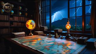 The Cartographer’s Study 🗺️ Dark Academia: Stormy Mountains, Map Sketching & Glowing Globe (1 HOUR) screenshot 5