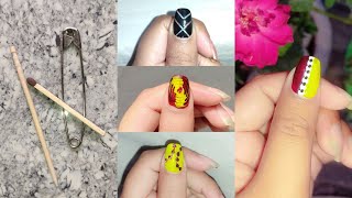 4 easy and simple nailart design with Household items || DIY nailart design at home for beginners