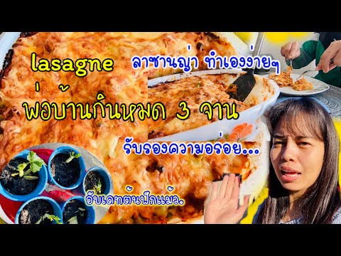 EP.312| พ่อบ้านกินหมด 3 จาน | วิธีทำ ลาซานญ่า  อาหารอิตาเลียนทานเองง่ายๆที่บ้าน |อับเดทต้นฟักแม้ว