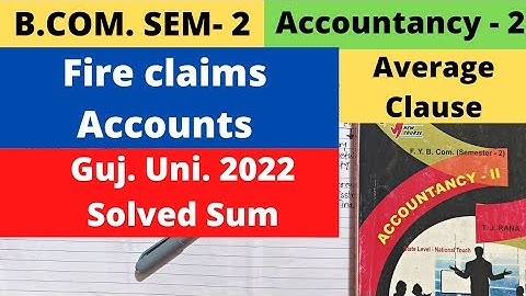 Fire Claims Account Average Clause B.Com SEM 2 Accountancy 2 Gujarat University 2022 Solved Sum