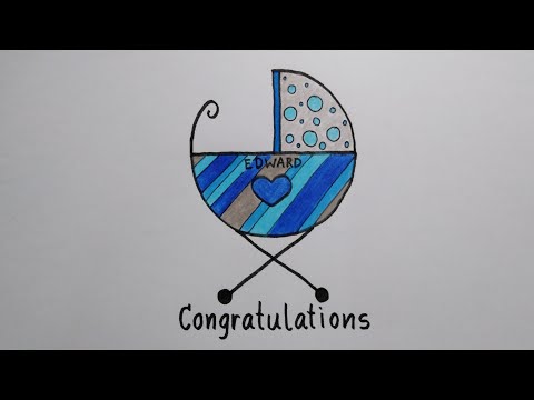 สอนวาดรูปทำการ์ดแสดงความยินดี| How​ to​ draw​ Congratulation Baby Card|My​ Sky​ Channel.