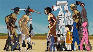 Chainsaw Man vs Attack On Titan, Siren Head Familly . Drawing Cartoon 2