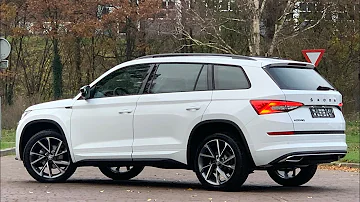 Skoda NEW Kodiaq Sportline 2021 in 4K Moon White metallic 20 Inch Vega Walk around & detail inside