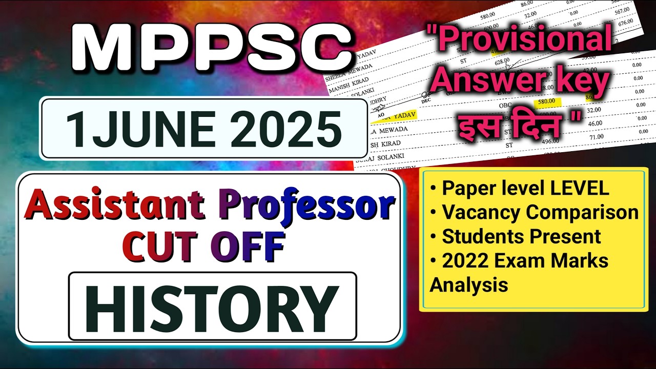 Mppsc AP 2025 इतिहास की सटीक कट ऑफ।।MPPSC ASSISTANT PROFESSOR 2025 HISTORY CUT OFF।। 