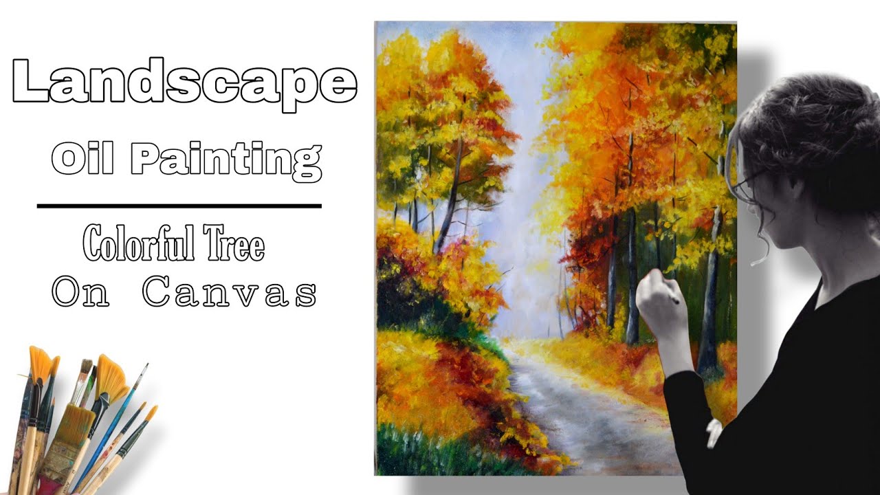 How To Paint A Landscape ColorFul Tree Oil Painting Ful Tutorial