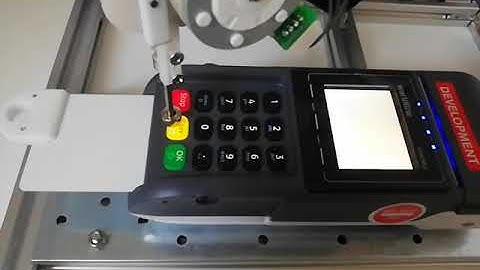 Payment terminal PIN-pad key clicker and card insertion robot demo 2020-11-14