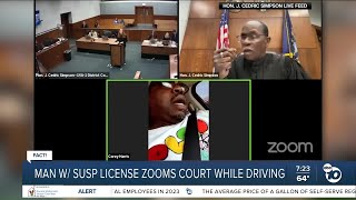 Man charged with driving on suspended license joins court Zoom while driving?