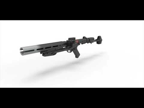 Death trooper blaster rifle E-11D 3D model view from the movie Rogue One A Star Wars Story 2016