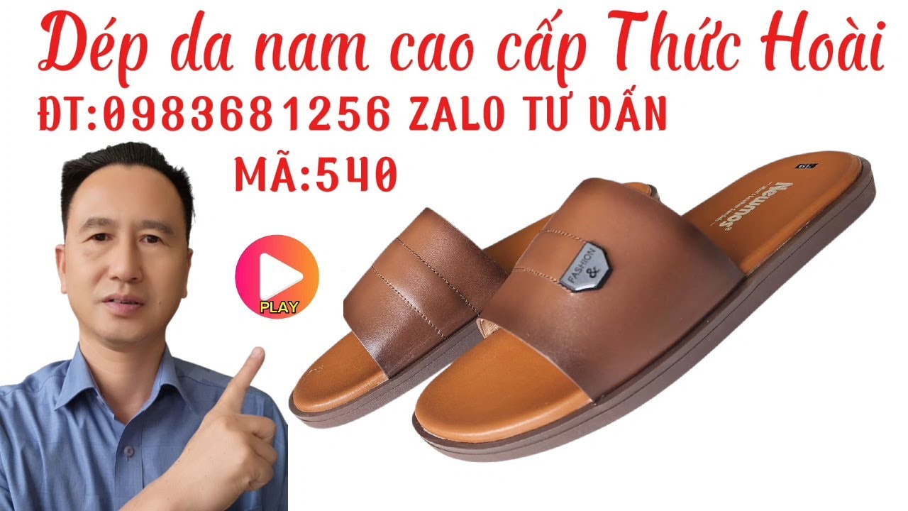 Dép da nam 1 bản cao cấp Thức Hoài