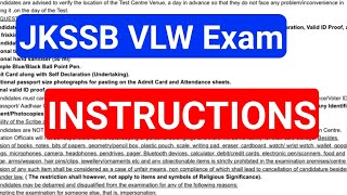 JKSSB VLW Exam - Important Instructions 🔥🔥 screenshot 1
