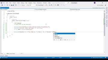 Console Based Basic | Input | Output  | C# | VISUAL STUDIO