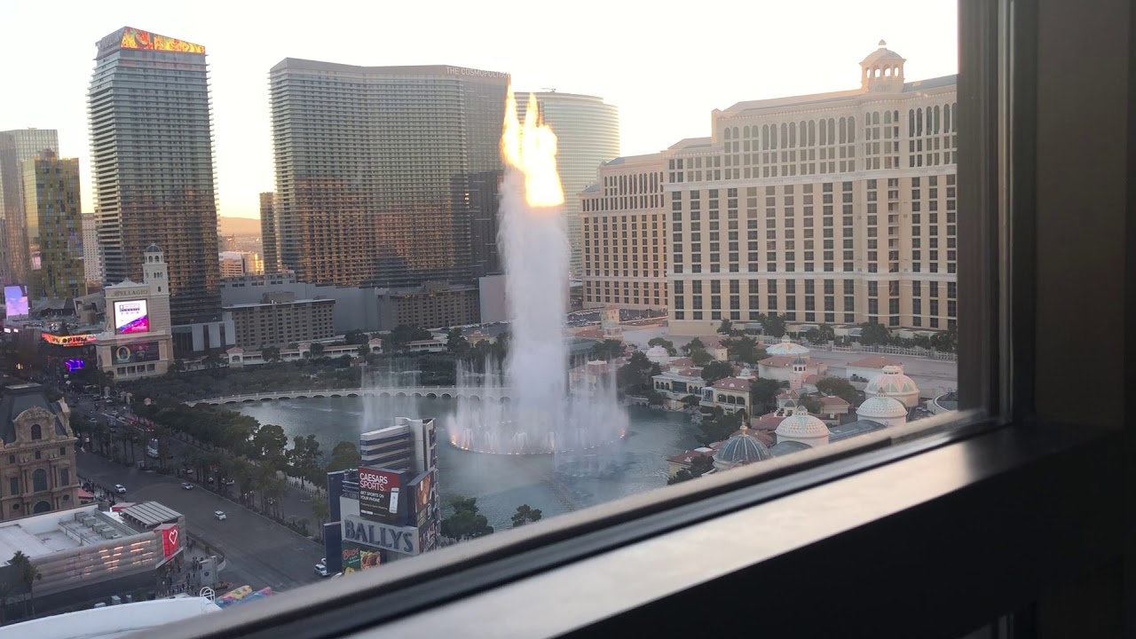 The Fountains at the Bellagio from the Flamingo, Las Vegas, NV YouTube