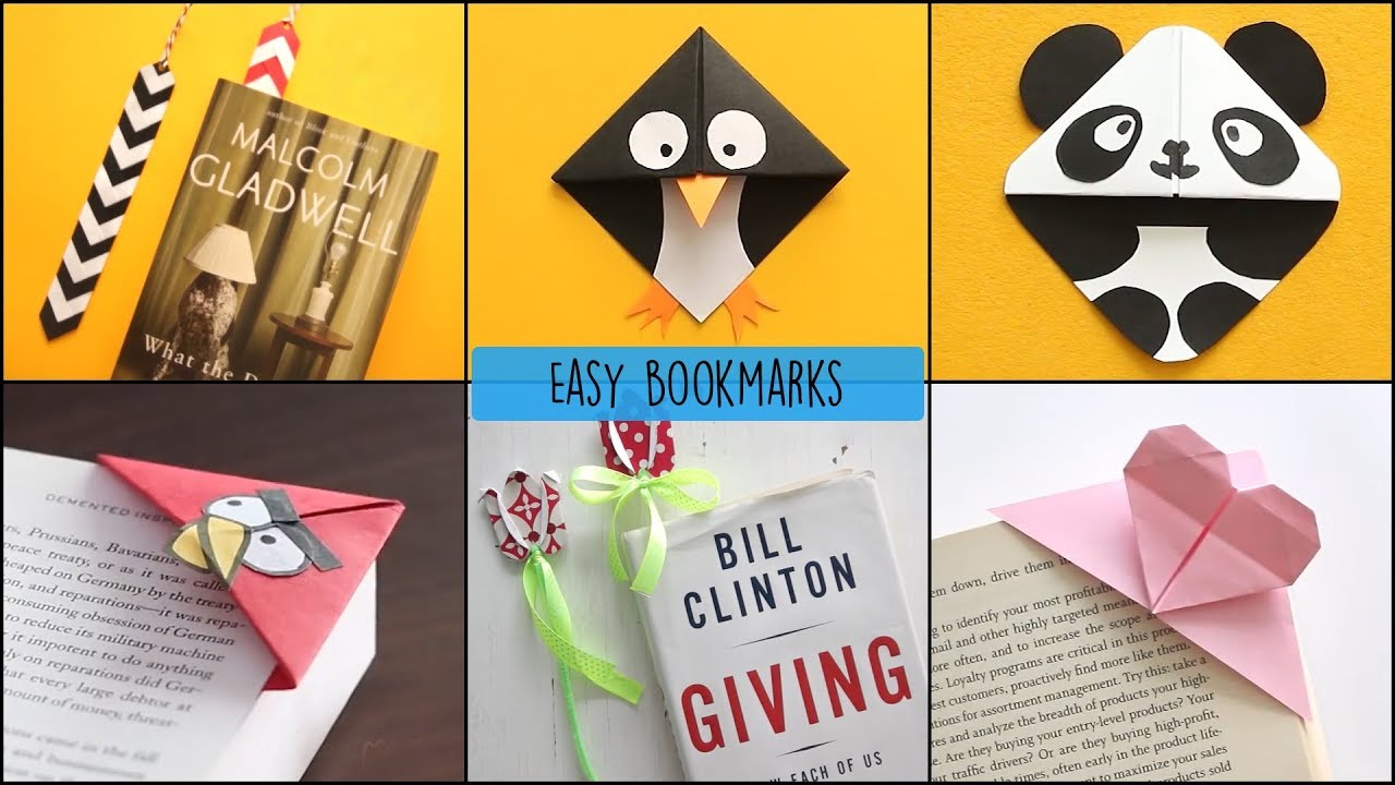 6 Easy DIY Bookmarks | Bookmarks with Paper | Paper Craft - Crafts Insight