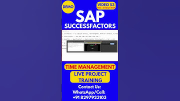 SAP SuccessFactors Time Management Training Online Class 53 3rd Sept 2025 #sapsuccessfactorstraining