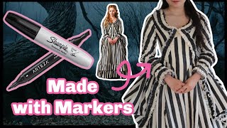 I Made the Striped Dress from Sleepy Hollow using Markers || 18th century Sewing Meets Tim Burton