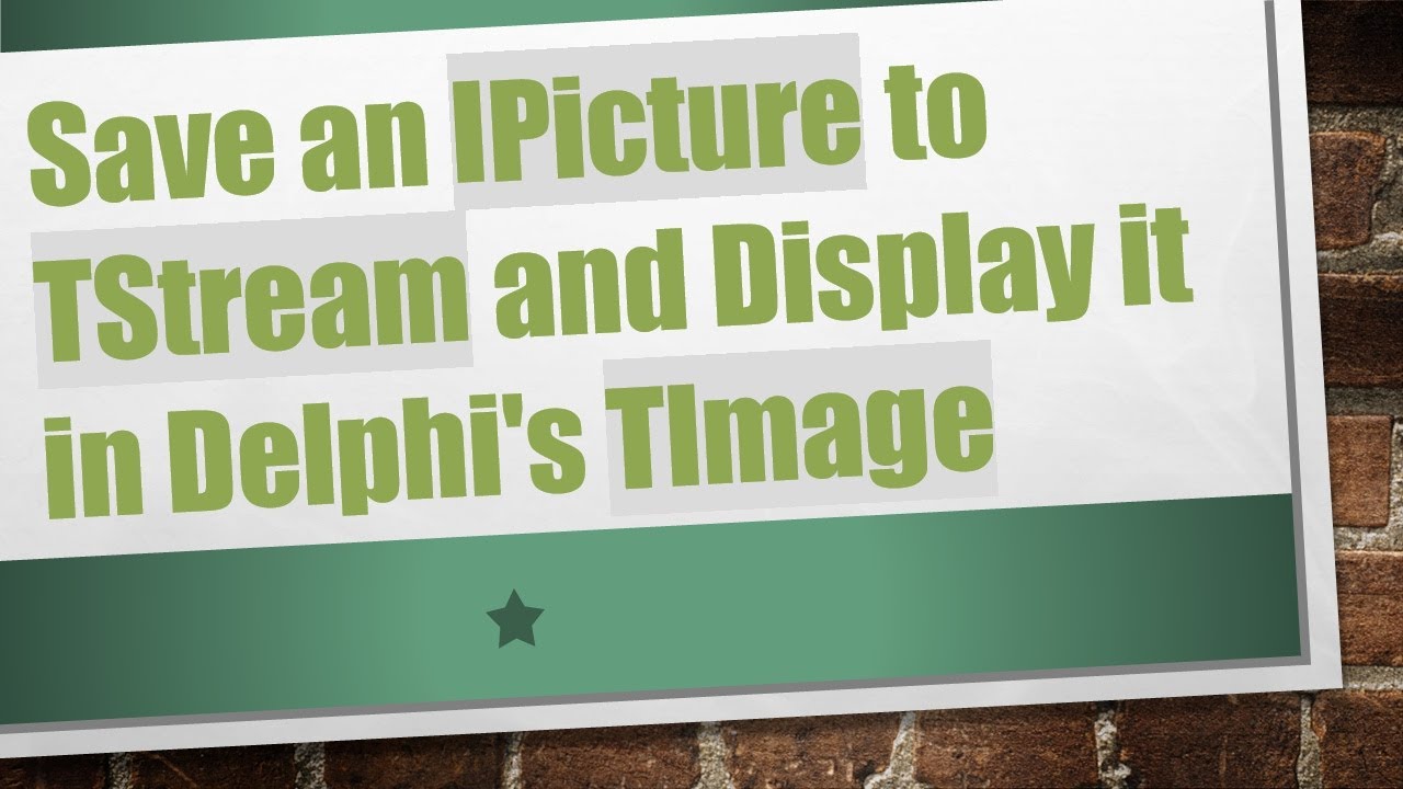 Save an IPicture to TStream and Display it in Delphi's TImage