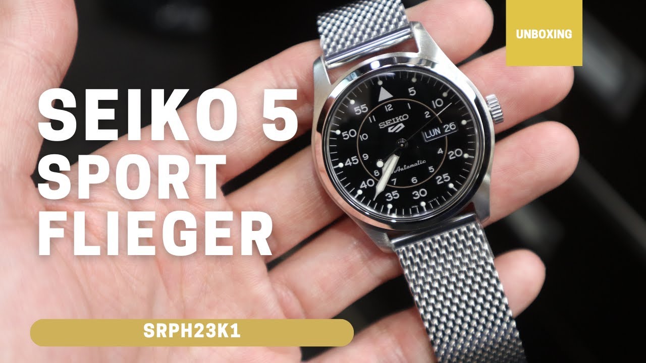 Unboxing Seiko 5 Sports Flieger SRPG23k1 - YouTube