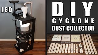 DIY Cyclone Dust Collector cart, designed for woodworkers with small workshops. FAST and EASY clean out and a LED system so 