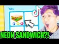 Can We Use ADOPT ME TIK TOK HACKS To GET A NEON SANDWICH!? (ACTUALLY WORKED!)