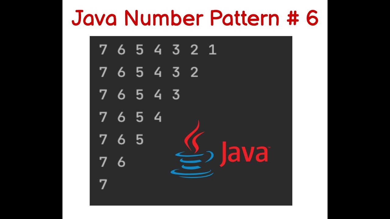 Star/Number Pattern in Java #6 - YouTube