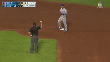 CHC@ATL: Smith called out at second after an appeal