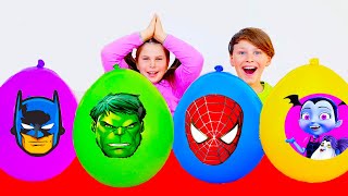 Balloons Superhero and more funny challenges with Adriana and Ali
