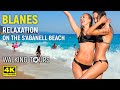 4K Blanes (Catalonia, Spain) S&#39;Abanell Beach Walking Tour • July 2023