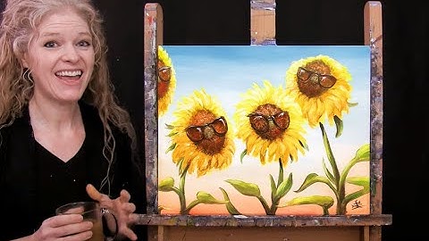 Learn How to Paint SUN LOVING SUNFLOWERS with Acrylic - Paint & Sip at Home - Step by Step Tutorial