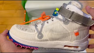 Nike Air Force 1 Off-White Mid White On Foot Sneaker Review QuickSchopes  341 Schopes DO6290 100 