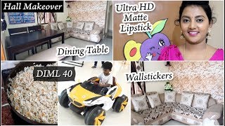 Living Room Makeover | New Dining Table | Wall stickers | living room organization ideas | diml 40