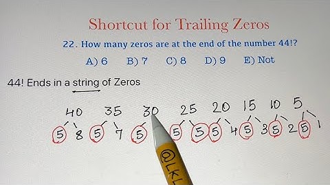 How many zeros are at the end of 44! ? Shortcut for Trailing zeros | Factorials