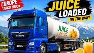 Blue Europe Cargo Truck Transporting Fresh Juice Tanker | Heavy Truck Driving Simulator screenshot 3