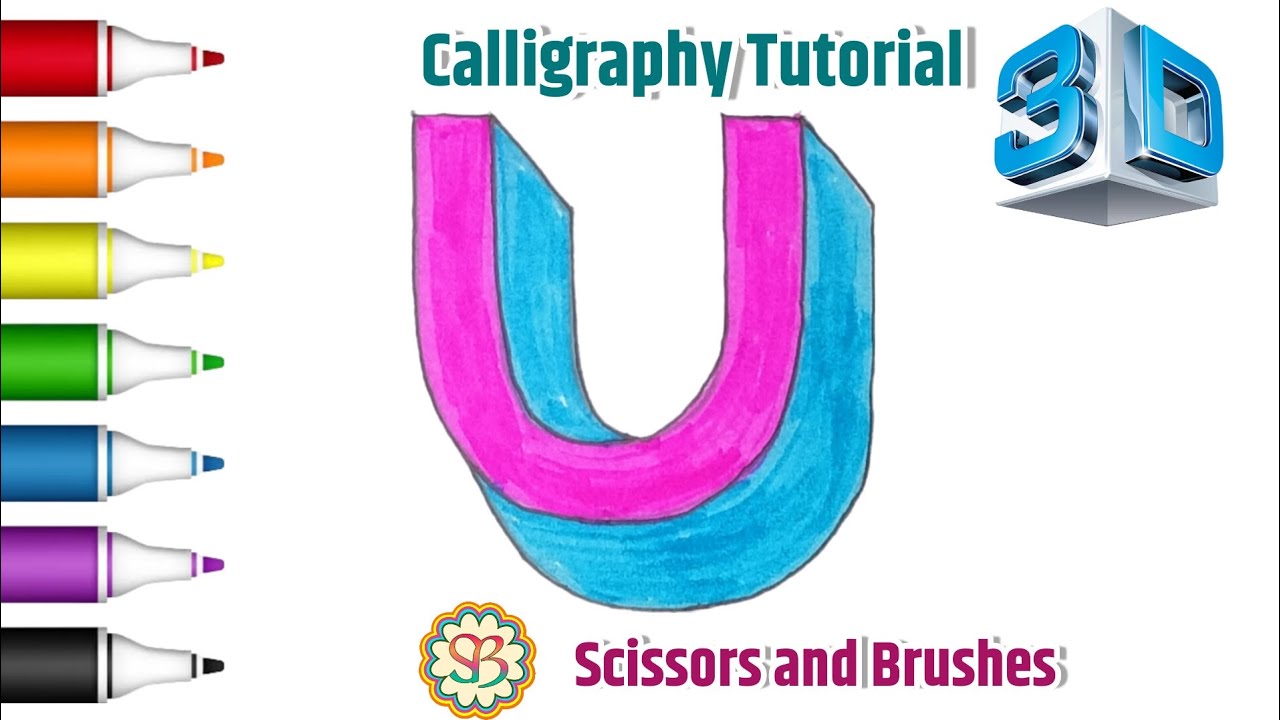 How to draw alphabet P in 3D| 3D Calligraphy Tutorials| Scissors and Brushes