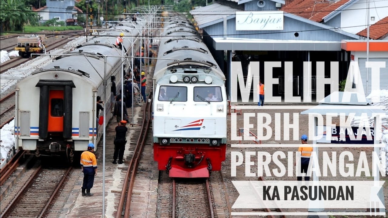 LIHAT PERSILANGAN DUA KERETA API PASUNDAN‼️ - YouTube