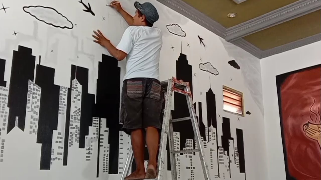 Cat Dinding motif GEDUNG YouTube