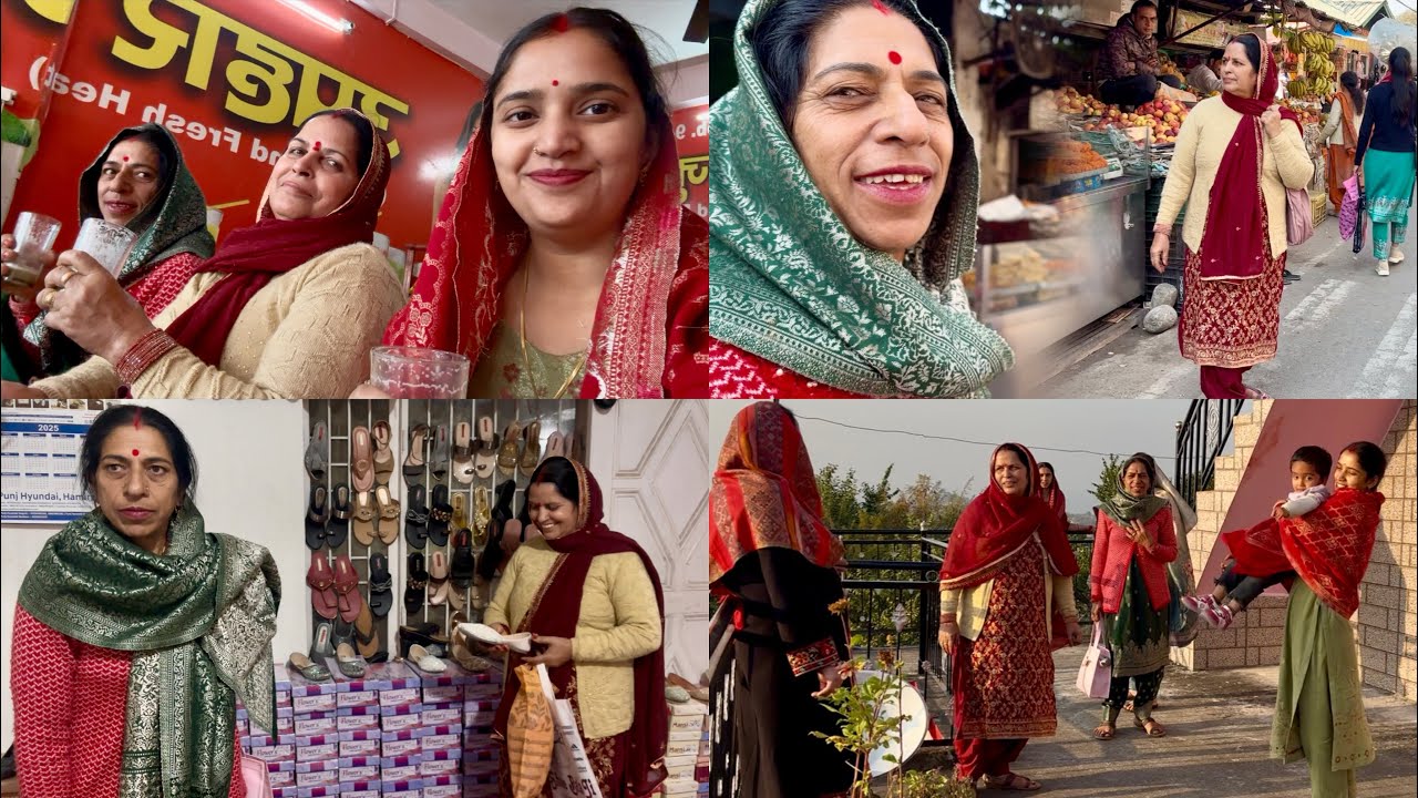 बहनजी को घर पर अकेला छोड़कर सासू माँ के साथ शॉपिंग करने चल पड़े 🛍️#twins #himachal #village 