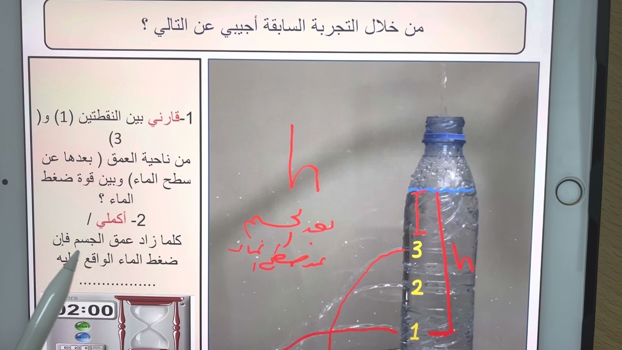 شرح ضغط الماء على الجسم مع التجارب