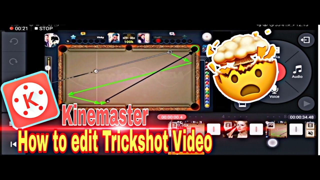 How to Edit Trickshot Video of 8ballpool in Kinemaster