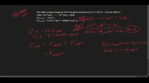 The Gibbs energy change (in J) for the given reaction at [Cu2+] = [Sn2+] = 1 M and 298 K is :