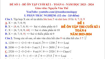 Đề số 2  Đề thi học kì 1 lớp 6 môn toán năm 2023  2024 giải chi tiết.