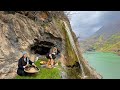 Iran village life village girls cooking in the cave and nature of the village