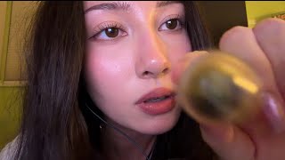 ASMR mouth sounds + lip gloss application (no talking)