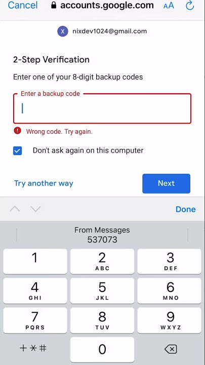 Pass Google 2-step verification with backup codes
