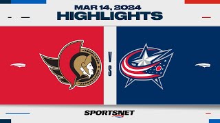 NHL Highlights | Senators vs. Blue Jackets - March 14, 2024